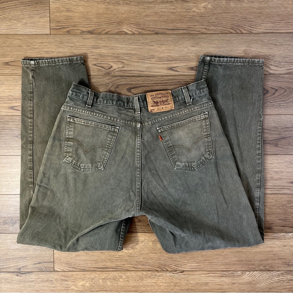 Levi's 560 38x34 Tapered Leg Green Jeans Denim Student USA Orange Tab USA Made